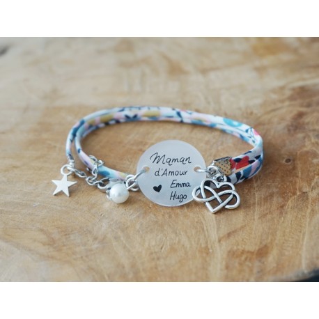 bracelet double tour à personnaliser Maman