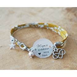 bracelet double tour liberty à personnaliser Mamie