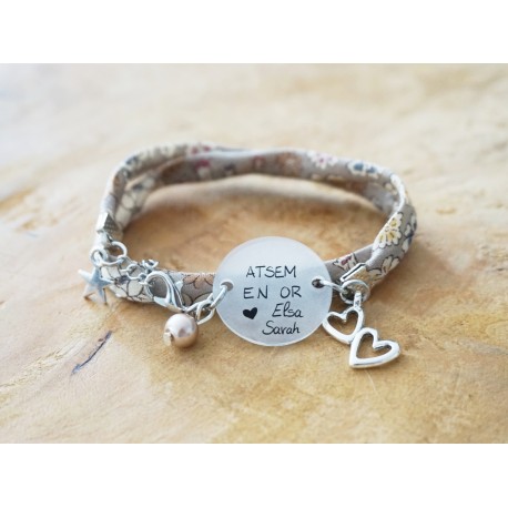 bracelet double tour liberty à personnaliser Maîtresse