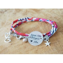 bracelet double tour liberty à personnaliser Mamie