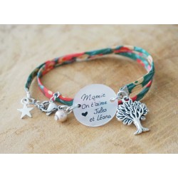 bracelet double tour liberty à personnaliser Mamie